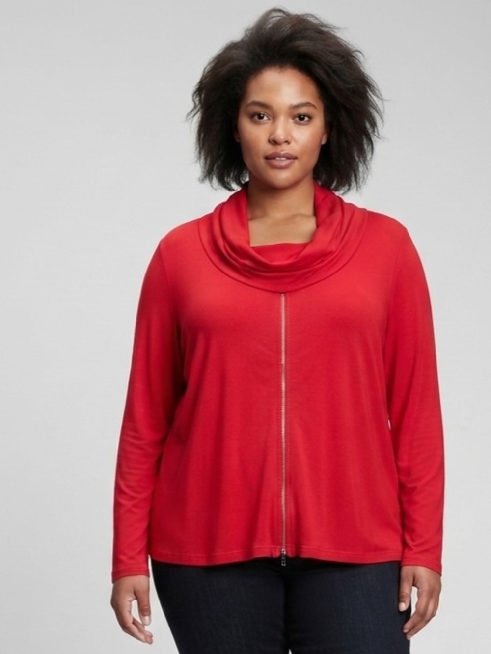 Joseph Ribkoff Red Cowl Neck Zip-Front Women's Sweater Size 18